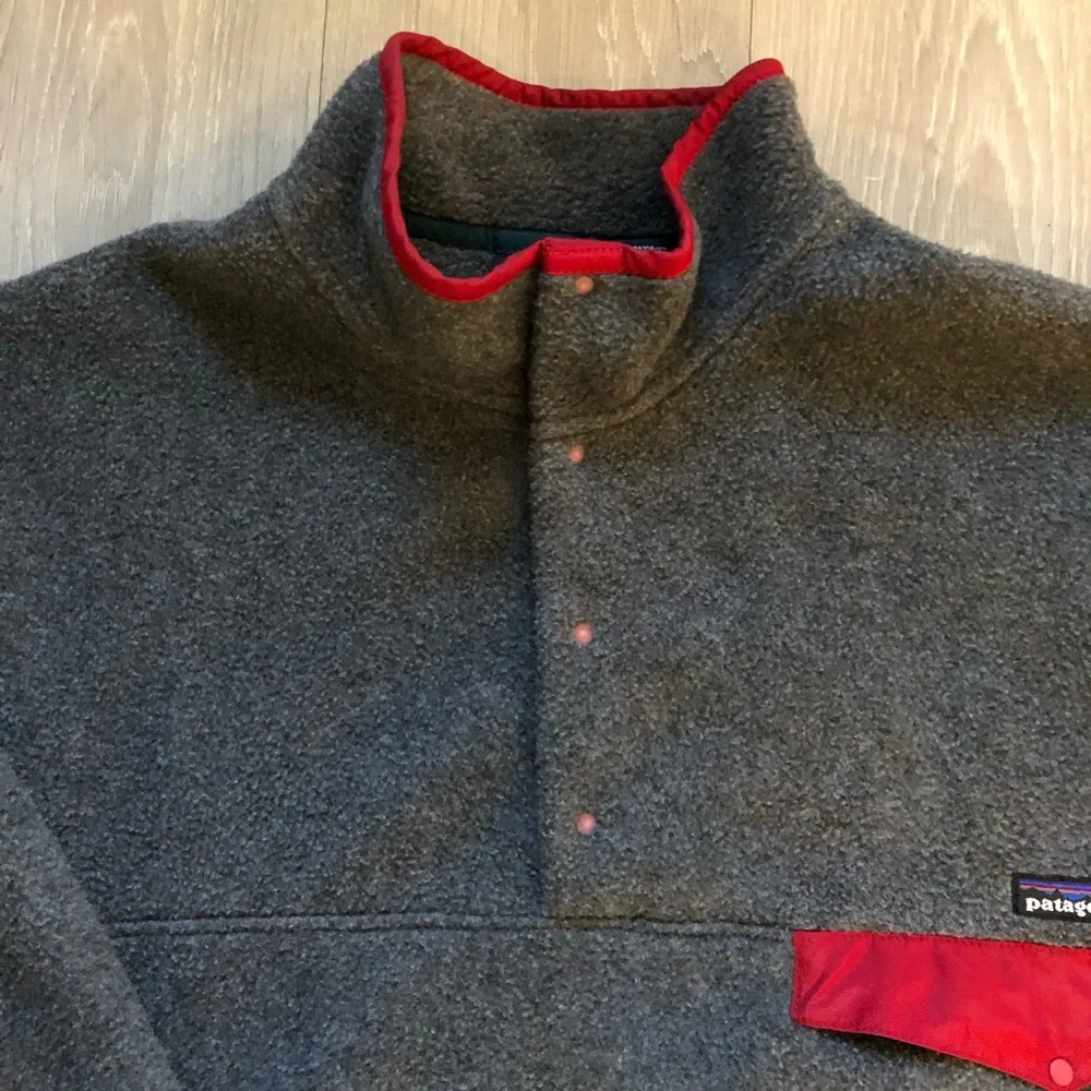 Vintage 1993 Patagonia Synchilla Snap T Fleece Men's XXL Grey Red Jamaica Made - Picture 4 of 6